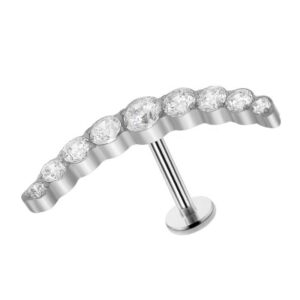 Labret Titanio con Nueve Circonitas en Curva