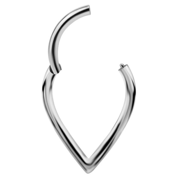 Piercing Aro Clicker de acero quirúrgico 316L con forma de V para lóbulo, helix y septum