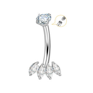 Banana Titanio Circonitas Marquise Para Ombligo